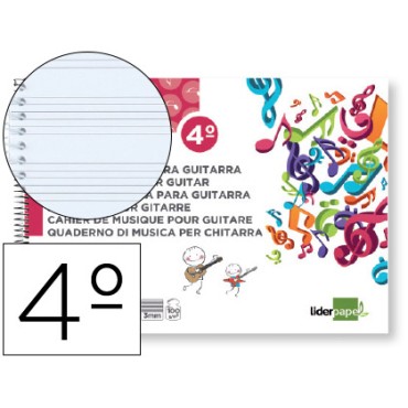 bloc musica liderpapel para guitarra hexagrama 3 mm. cuarto 20 hojas 100g/m2