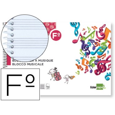 bloc musica liderpapel pentagrama 3mm folio apaisado 20 hojas 100g/m2