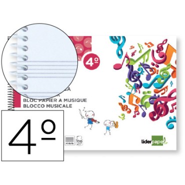 bloc musica liderpapel pentagrama 4mm cuarto 20 hojas 100g/m2