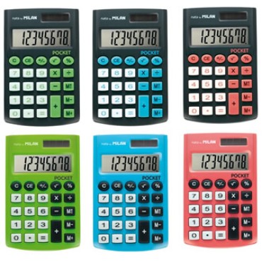 calculadora pocket milan 8 digitos colores surtidos